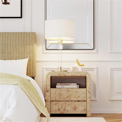 Cora Burl Nightstands with 2 Drawers Set of 2