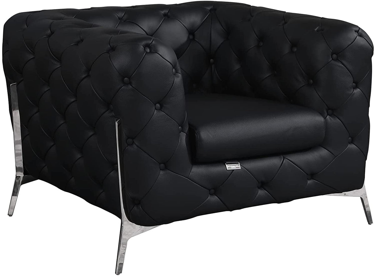 Italian Leather Sofa – Modern Tufted Design