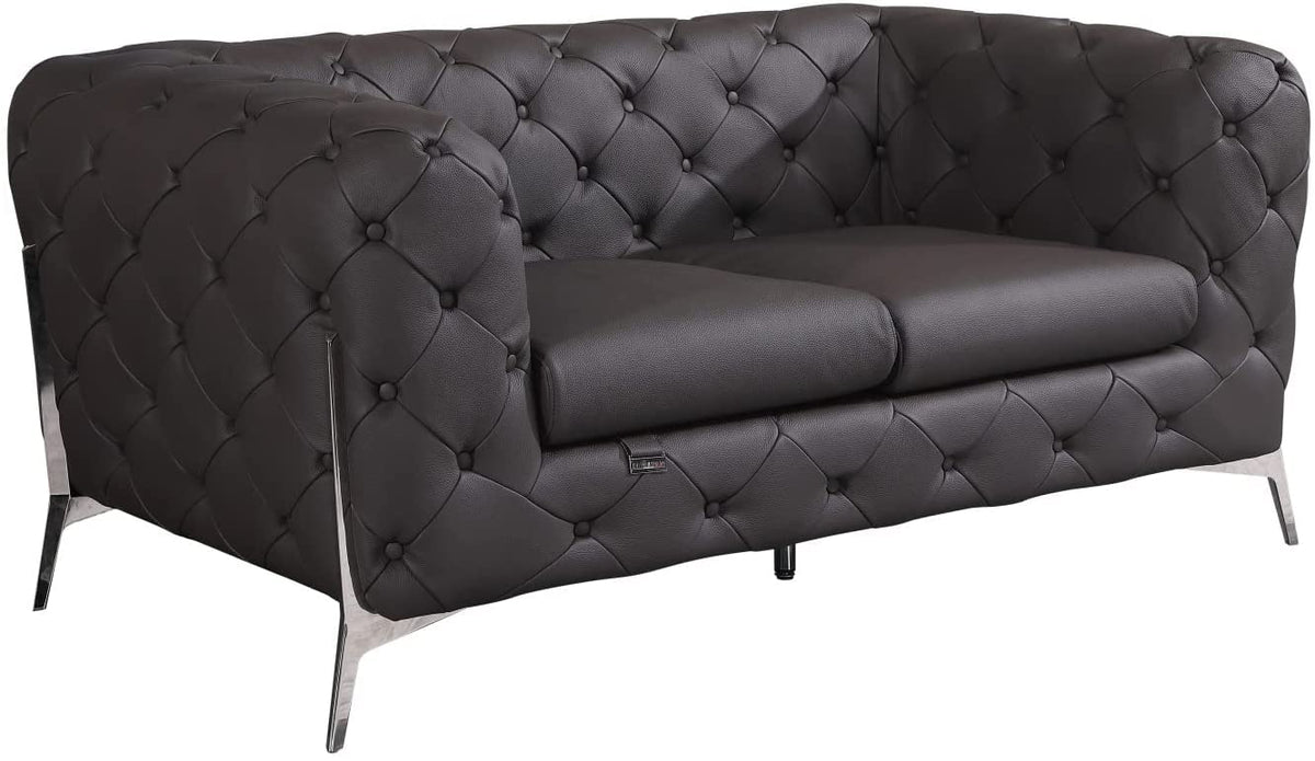 Italian Leather Sofa – Modern Tufted Design