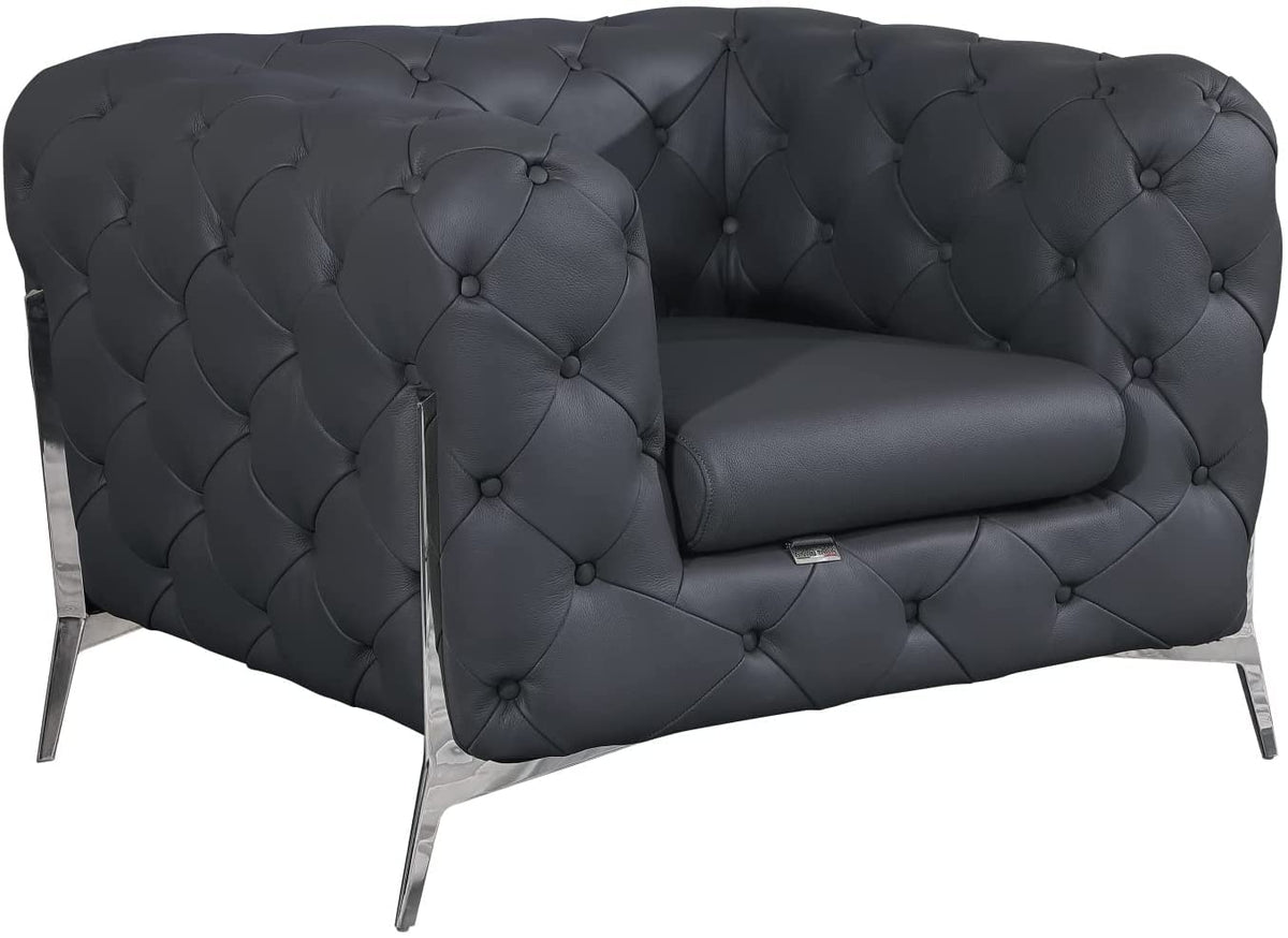 Italian Leather Sofa – Modern Tufted Design
