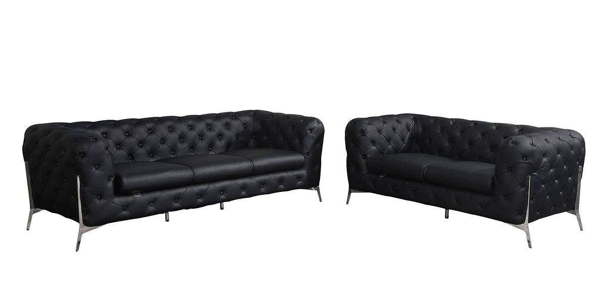 Italian Leather Sofa – Modern Tufted Design