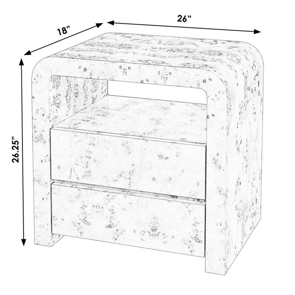 Cora Burl Nightstands with 2 Drawers Set of 2