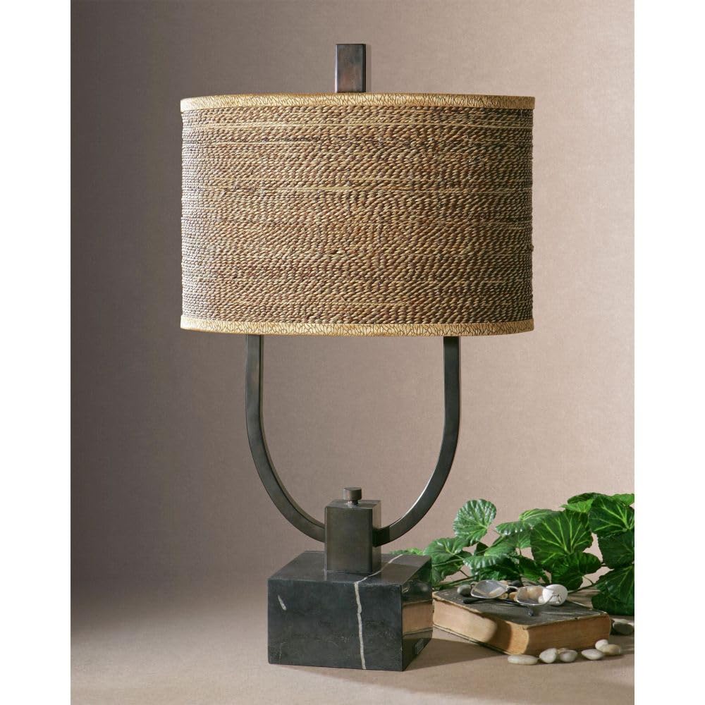 Two Light Metal Table Lamp with Sculptural Design