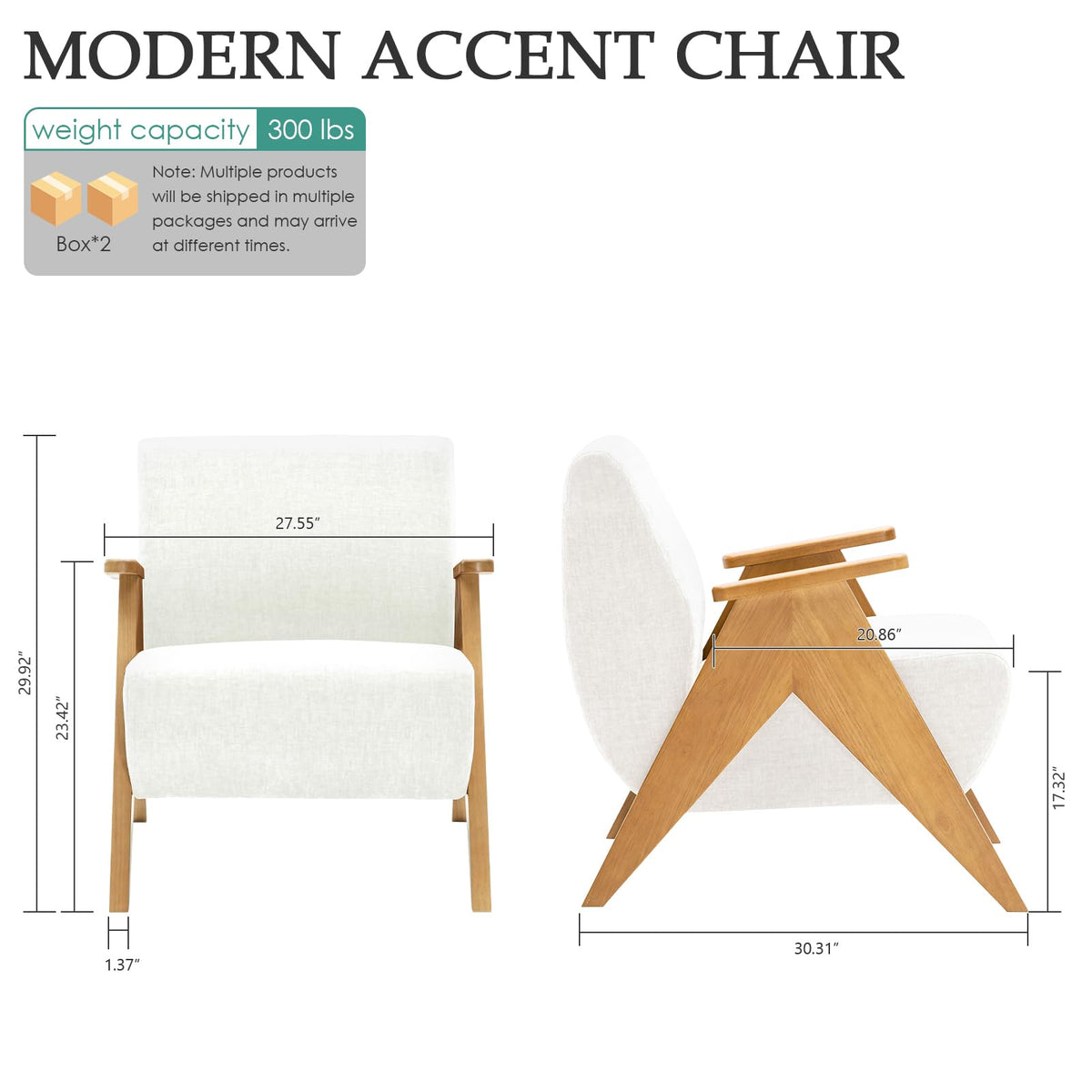 Mid-Century Accent Chair – Upholstered Wood Frame