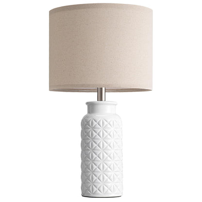 22 Inch White Ceramic Bedside Lamps Set of 2