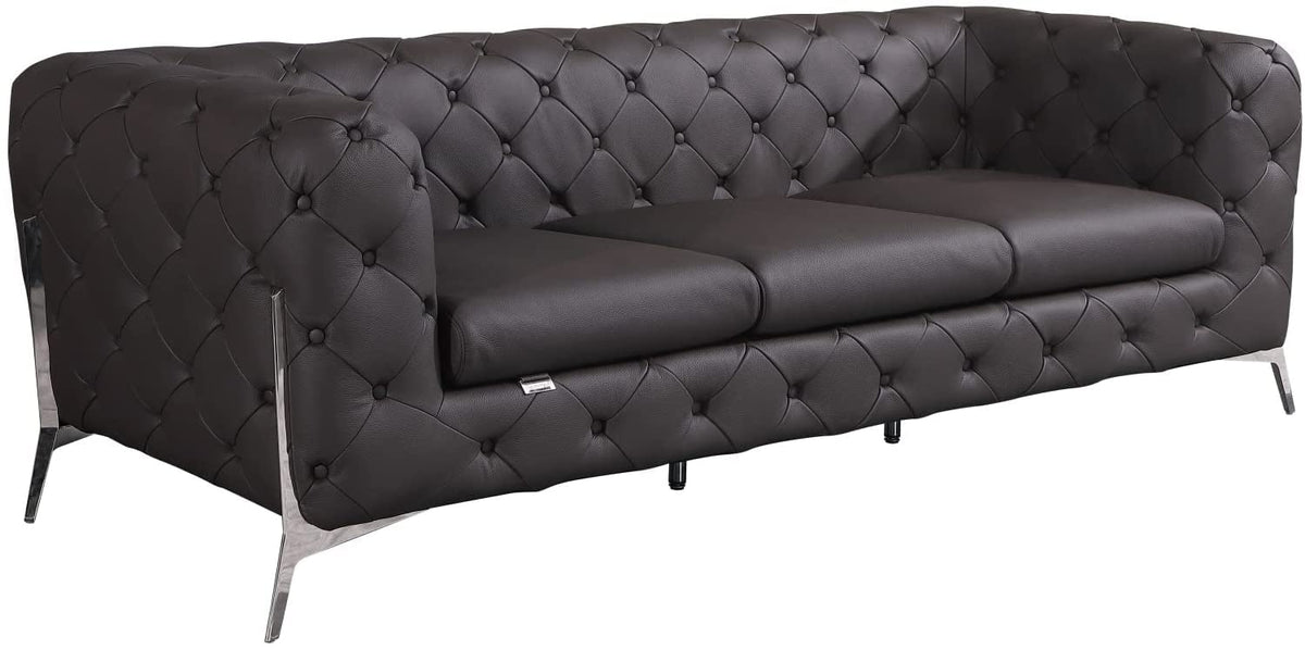 Italian Leather Sofa – Modern Tufted Design