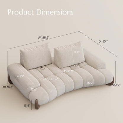 85" Curved Velvet Sofa – Oversized Modern Design