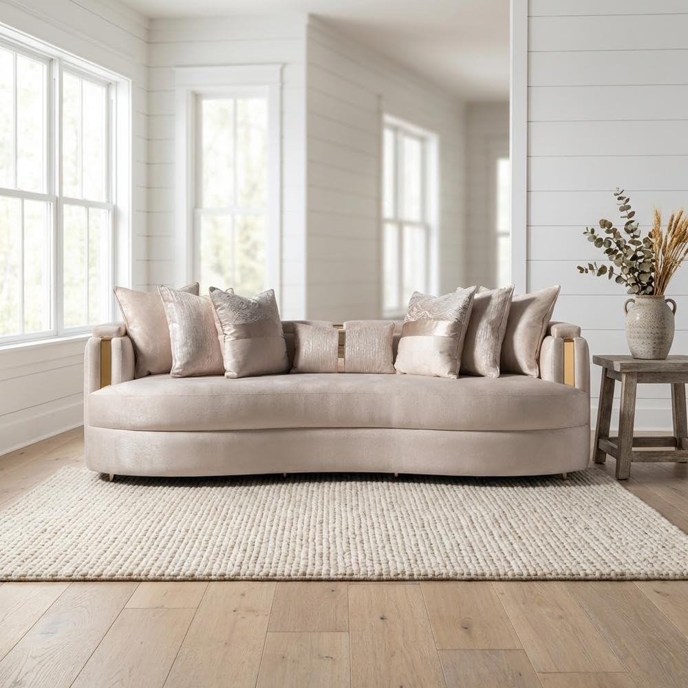 Mansion Sofa – Almond & Gold Luxury Design