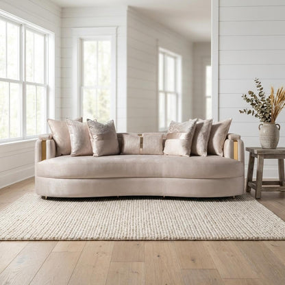 Mansion Sofa – Almond & Gold Luxury Design