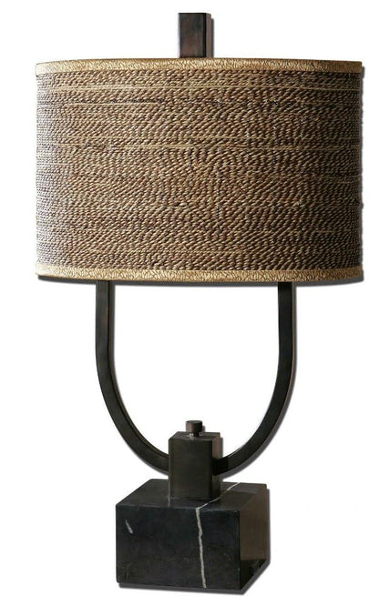 Two Light Metal Table Lamp with Sculptural Design