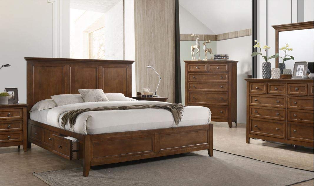 King Storage Bedroom Set – Tuscan Finish, 5-Piece