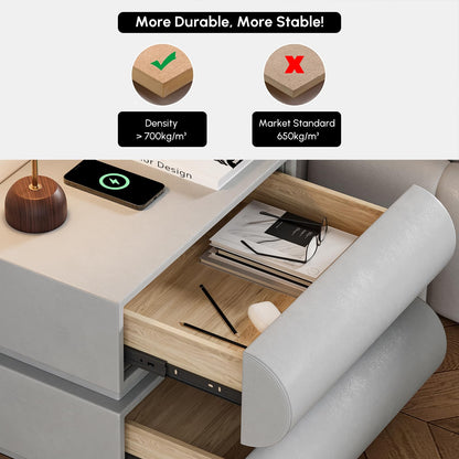 Modern Nightstand – Gold Tile Finish with 2 Drawers