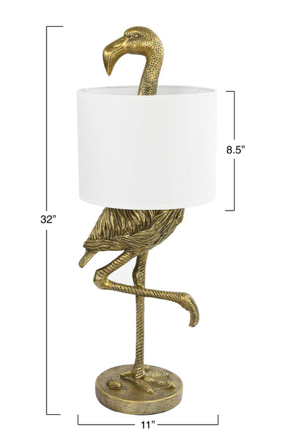 Flamingo Table Lamp – Gold & White Statement Design