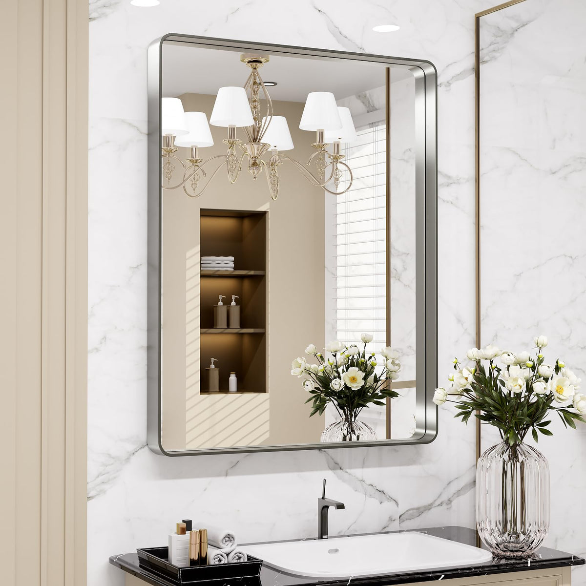 Rounded Rectangle Vanity Mirror – Metal Frame