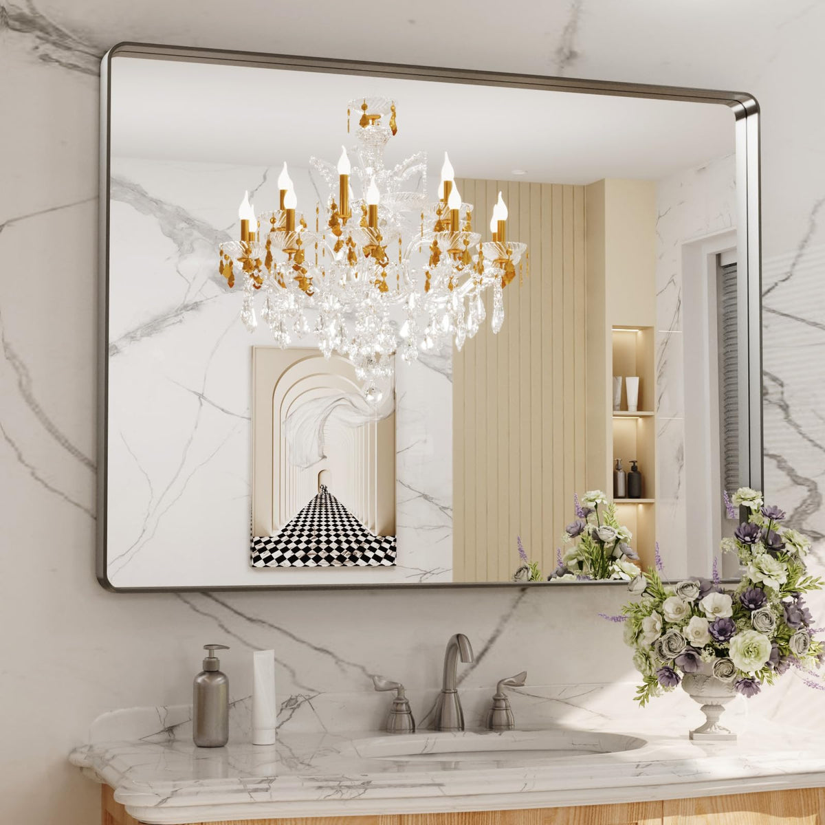 Rounded Rectangle Vanity Mirror – Metal Frame