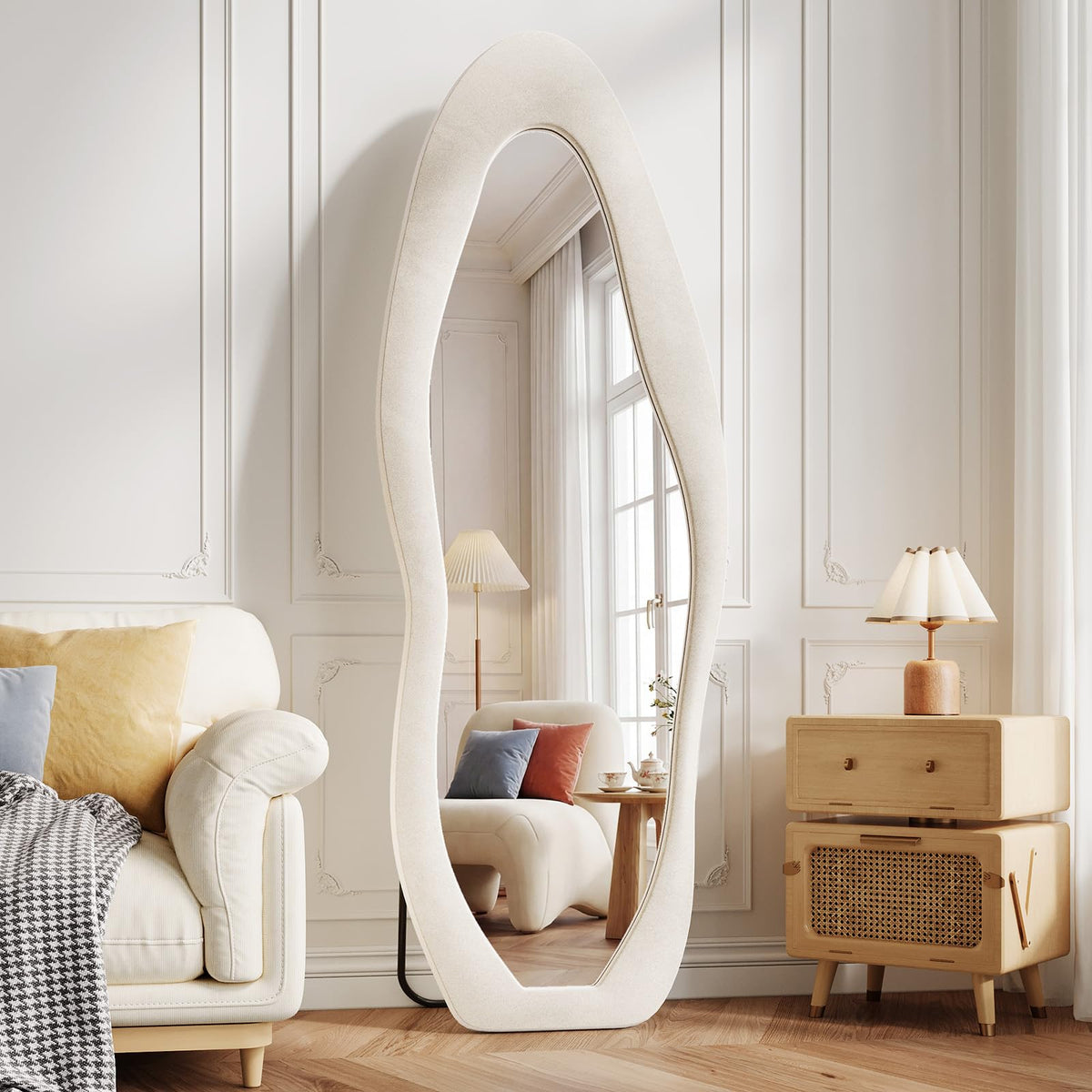 Full-Length Floor Mirror – Soft Flannel Frame