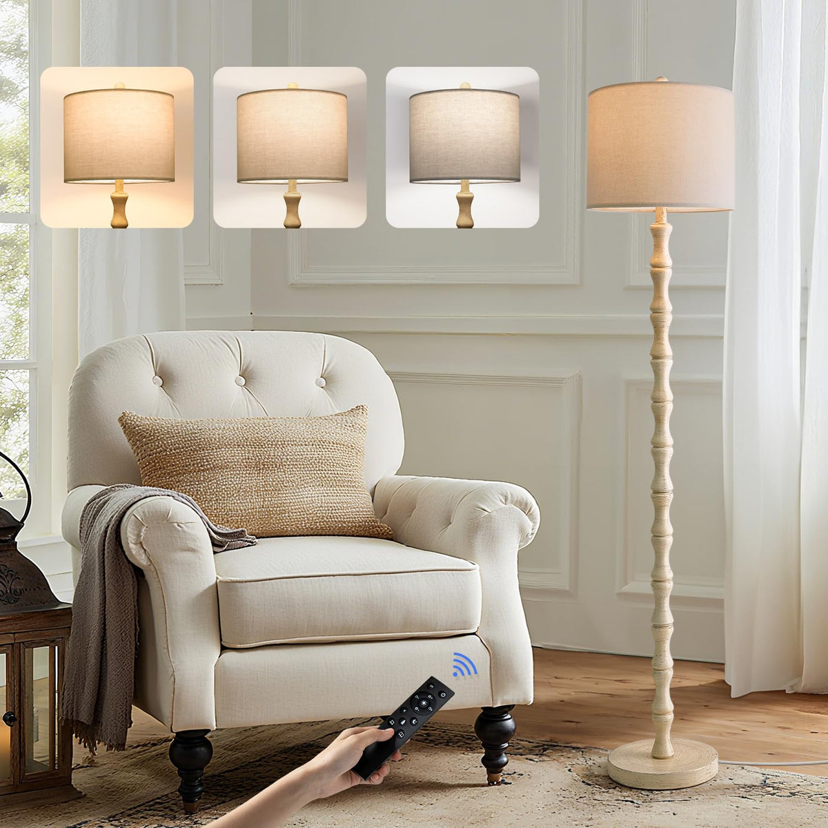 62 Inch Farmhouse Floor Lamp with Rustic Design