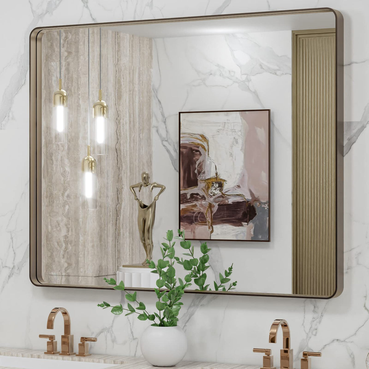 Rounded Rectangle Vanity Mirror – Metal Frame