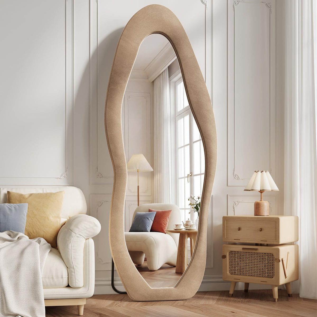 Full-Length Floor Mirror – Soft Flannel Frame
