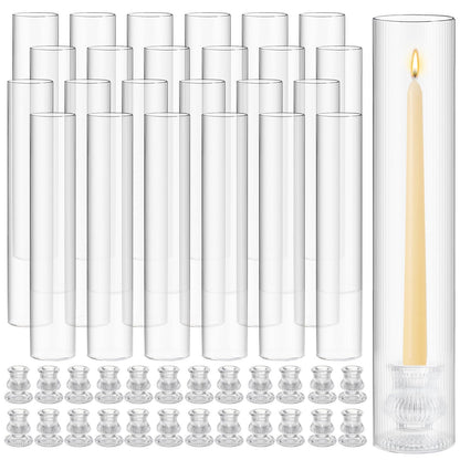 Glass Hurricane Candle Holders – 11.8" Set of 24