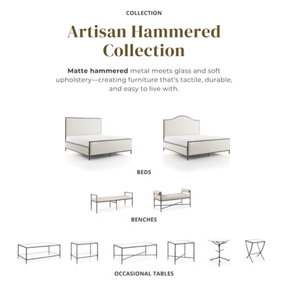Metal Upholstered Bed – Hammered Steel Frame