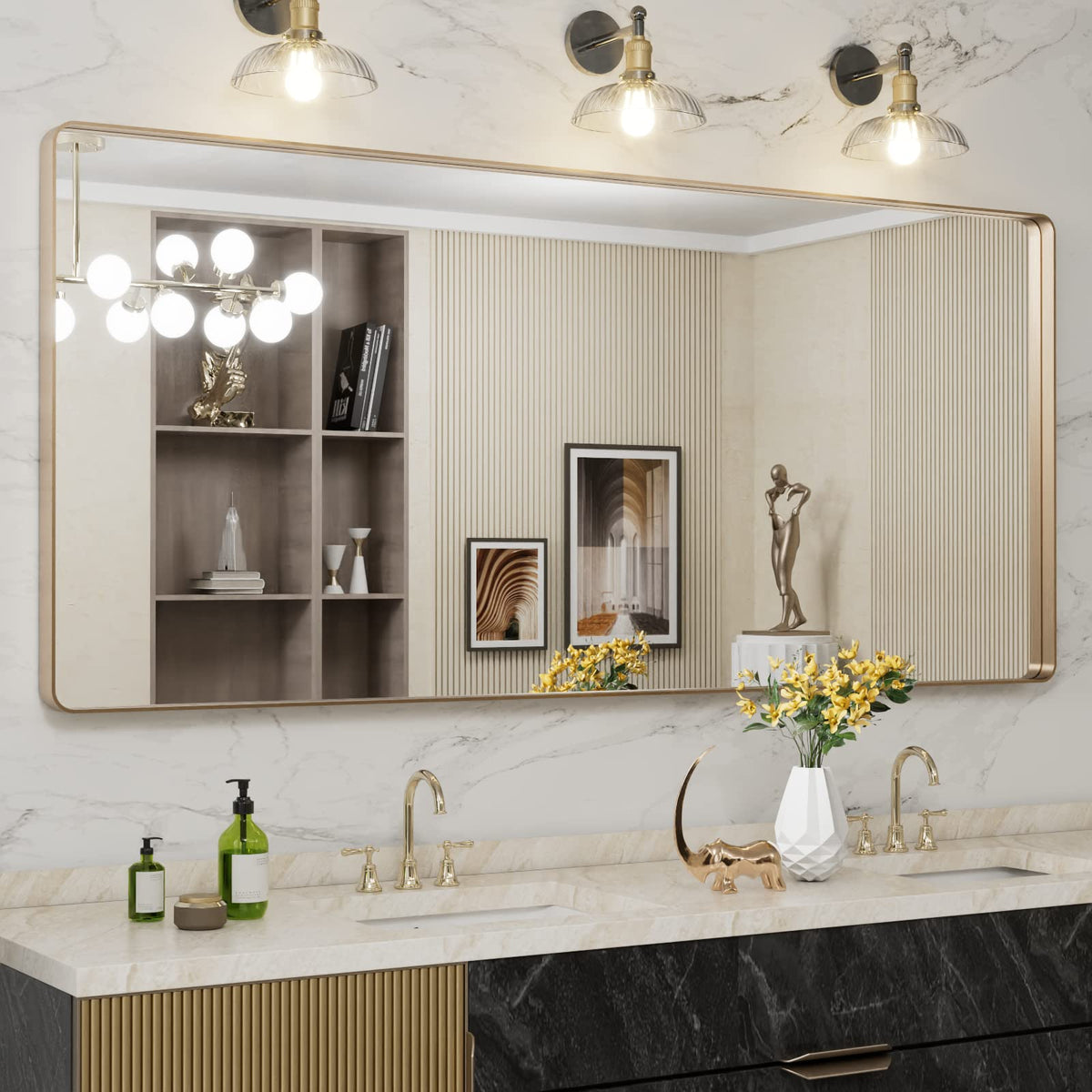 Rounded Rectangle Vanity Mirror – Metal Frame