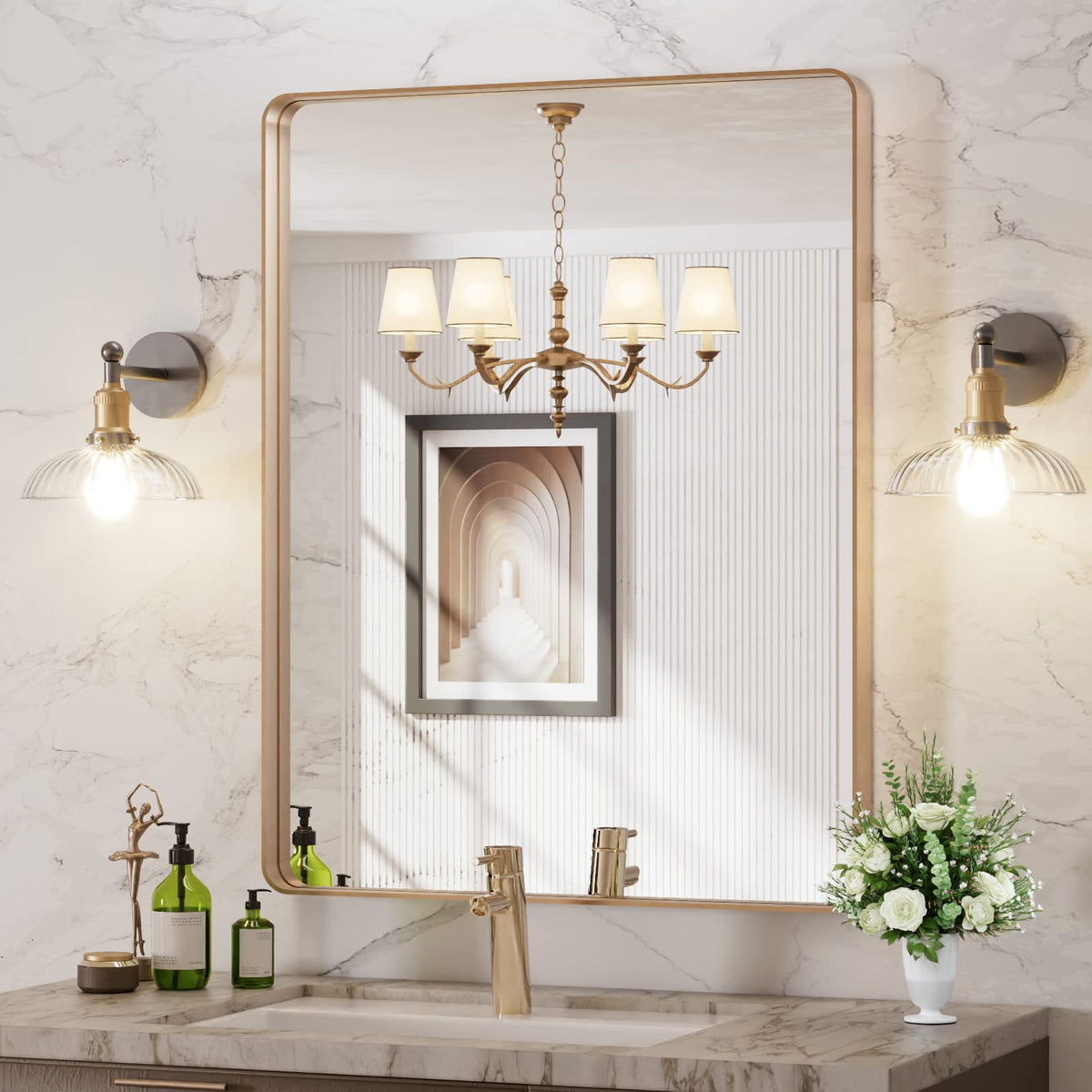 Rounded Rectangle Vanity Mirror – Metal Frame