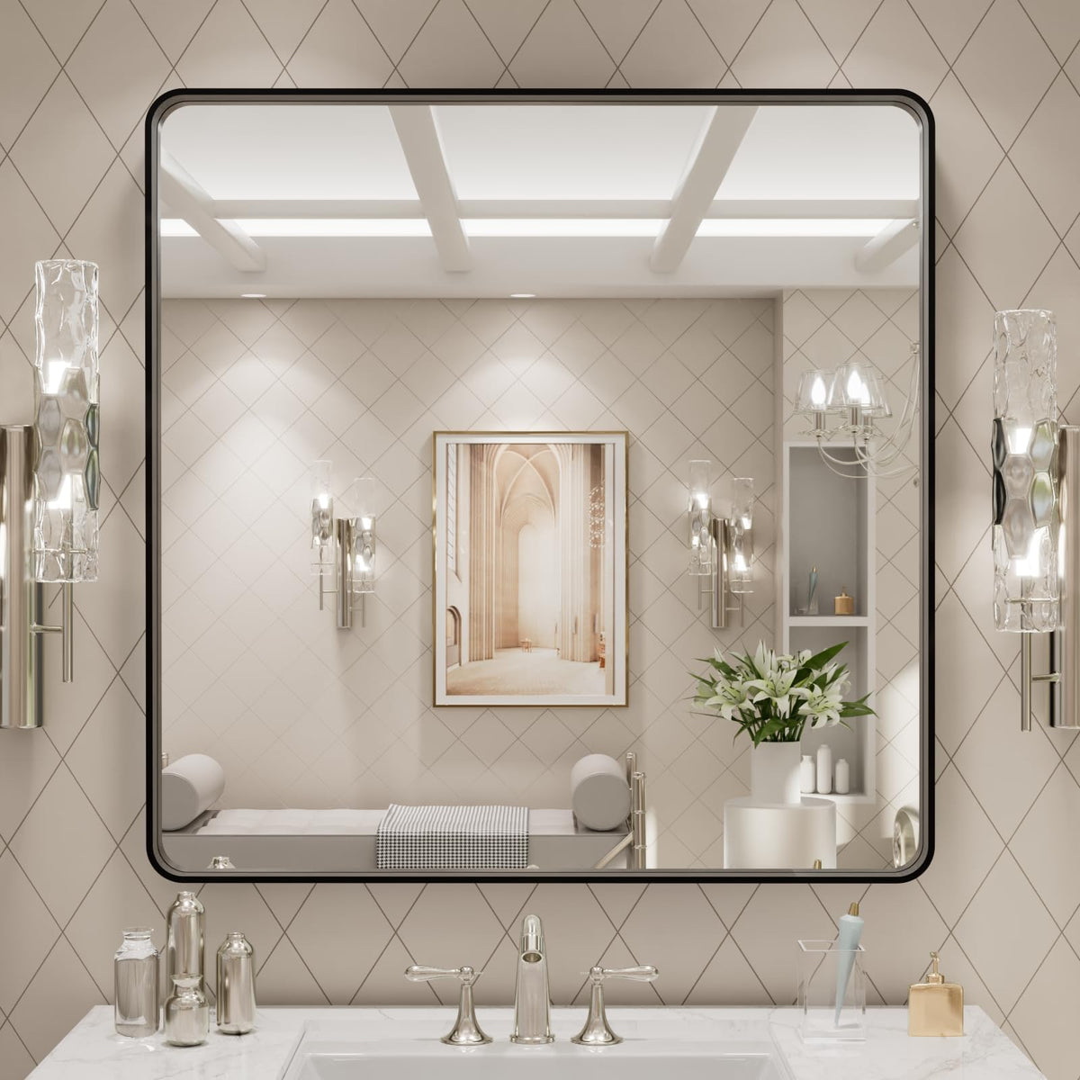 Rounded Rectangle Vanity Mirror – Metal Frame