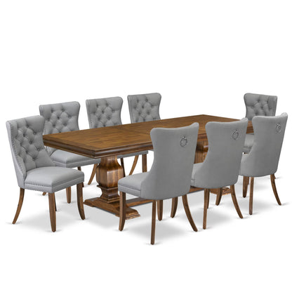 Dining Table Set with Light Beige Fabric Chairs