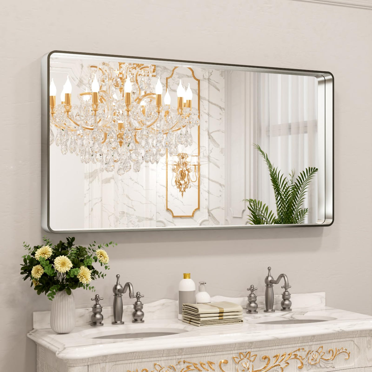 Rounded Rectangle Vanity Mirror – Metal Frame