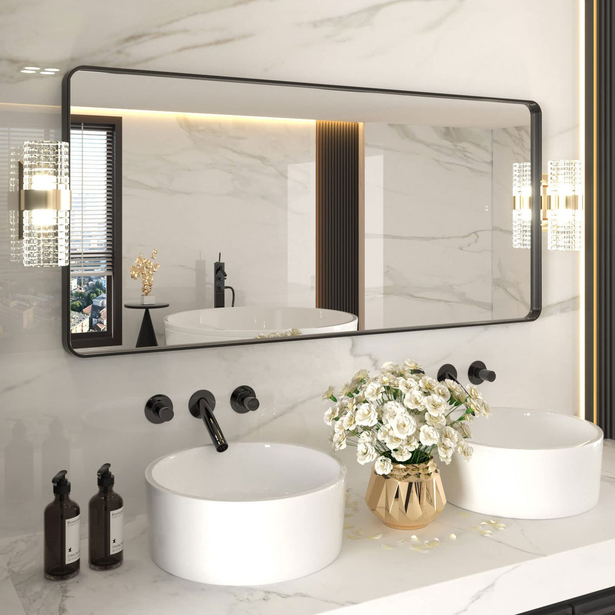 Rounded Rectangle Vanity Mirror – Metal Frame