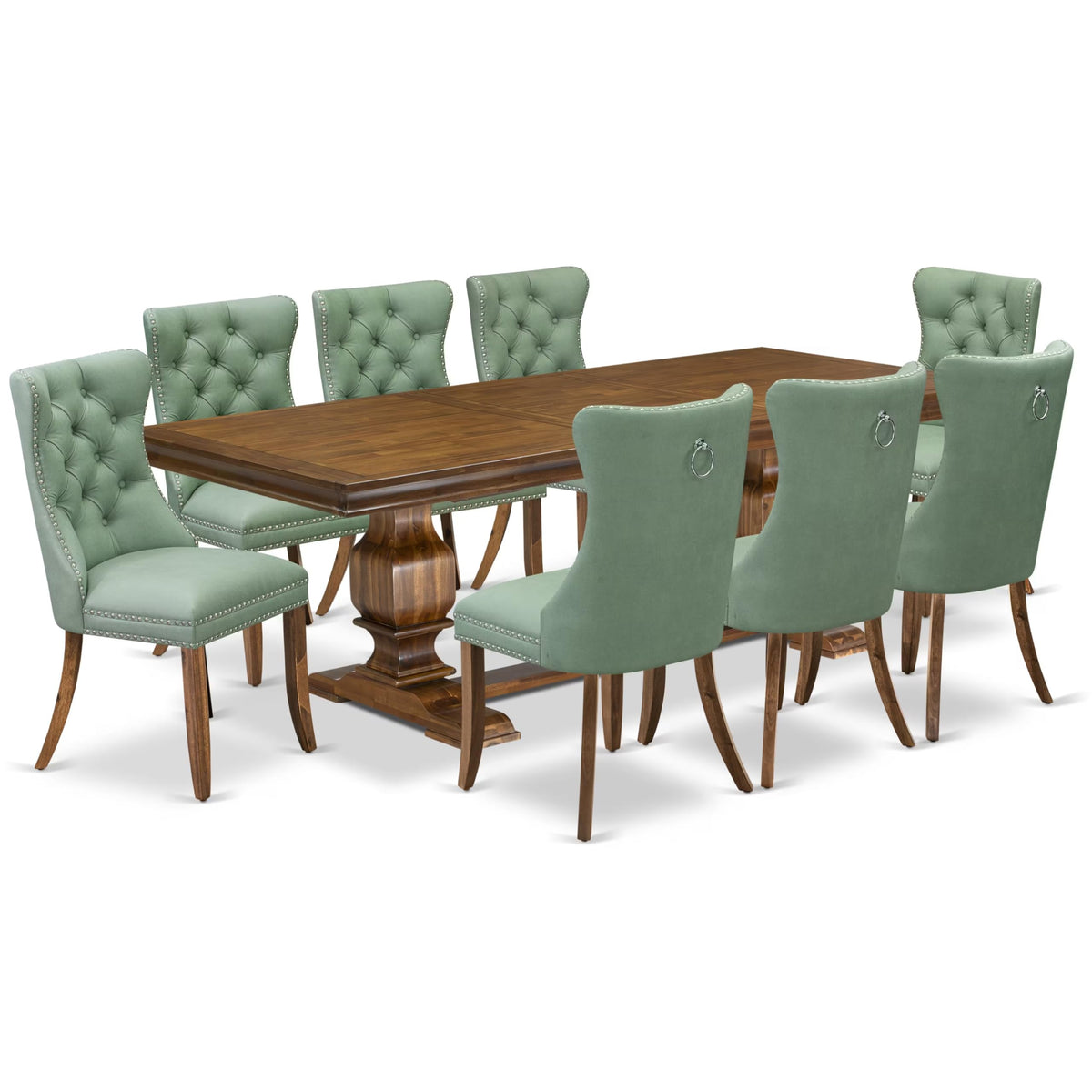 Dining Table Set with Light Beige Fabric Chairs