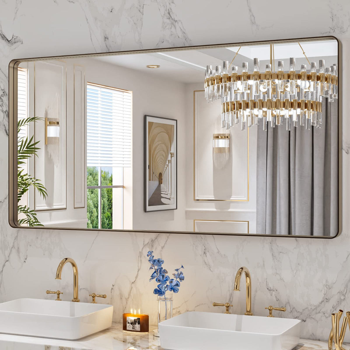 Rounded Rectangle Vanity Mirror – Metal Frame