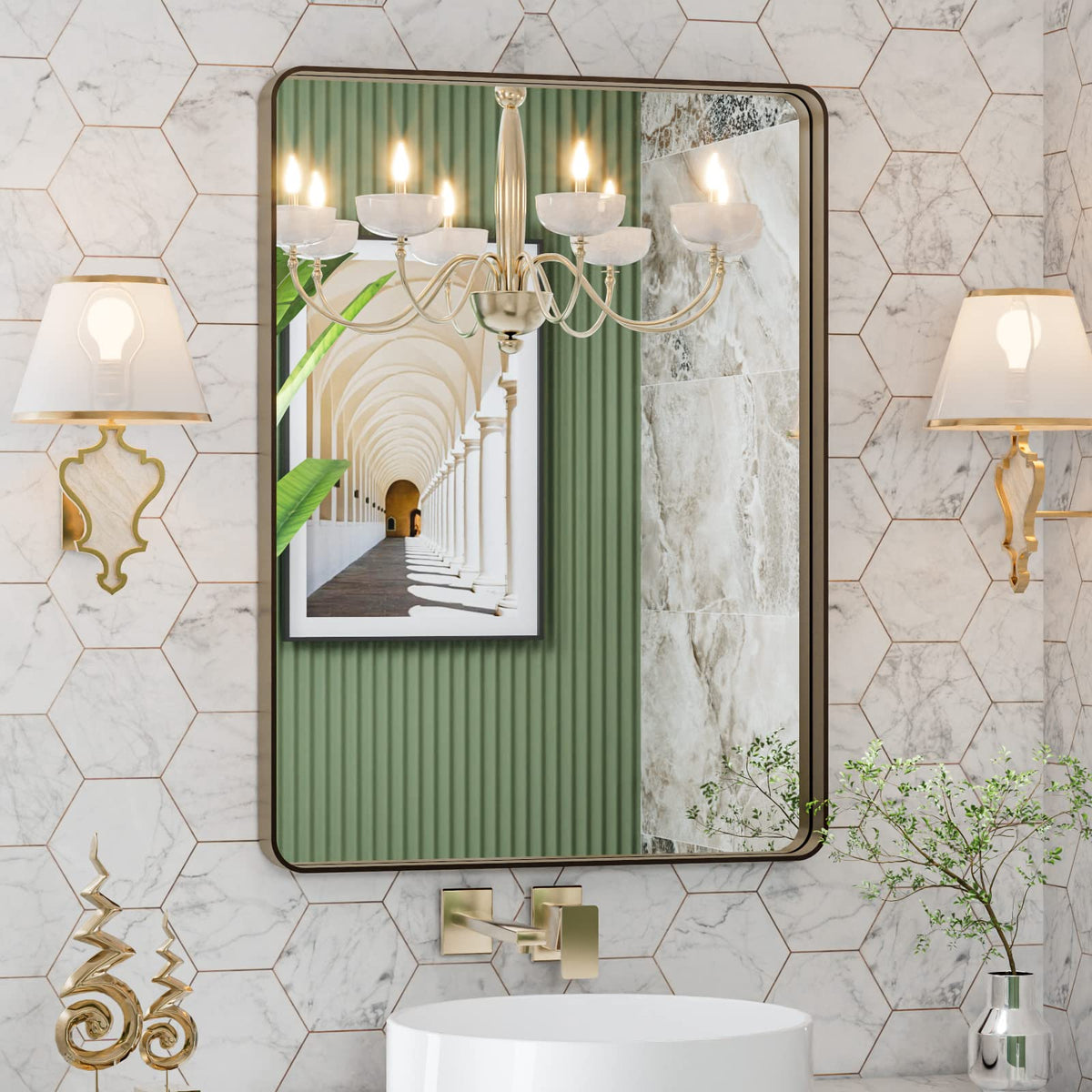 Rounded Rectangle Vanity Mirror – Metal Frame
