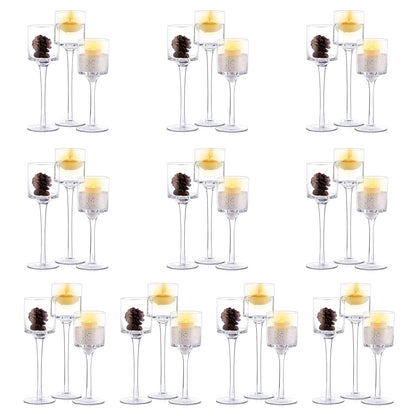 Glass Tealight Candle Holders – Tall Set of 3