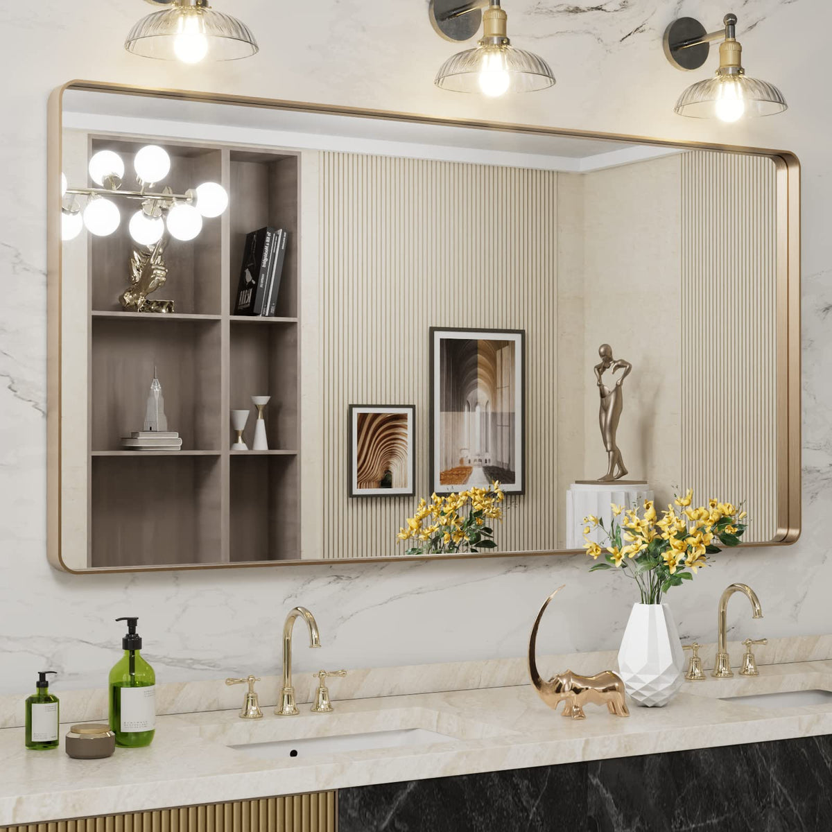 Rounded Rectangle Vanity Mirror – Metal Frame