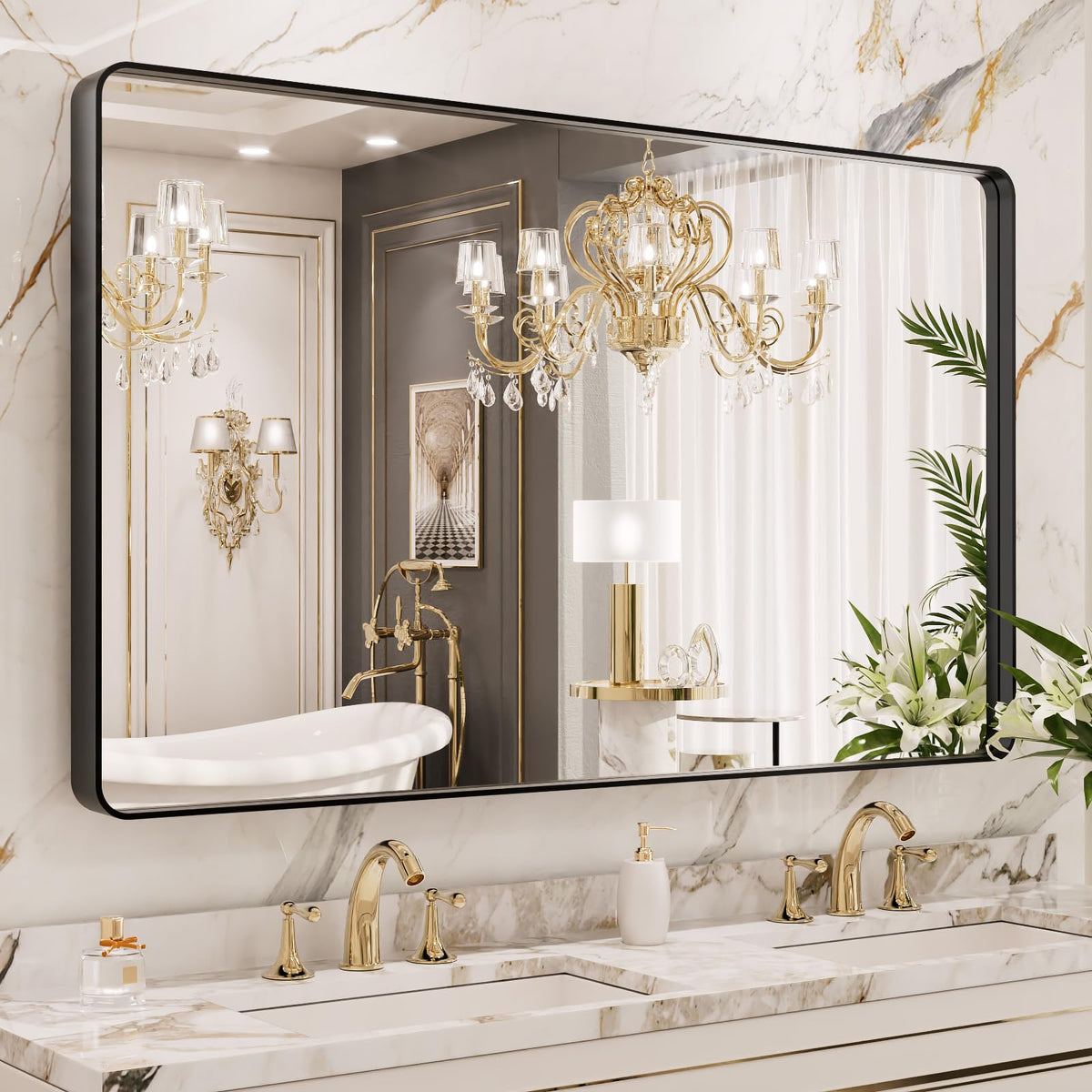 Rounded Rectangle Vanity Mirror – Metal Frame