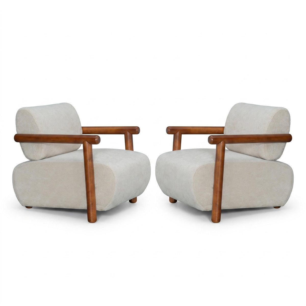 Chenille Accent Chair – Low-Profile Wood Frame