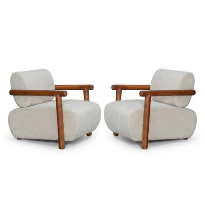 Chenille Accent Chair – Low-Profile Wood Frame