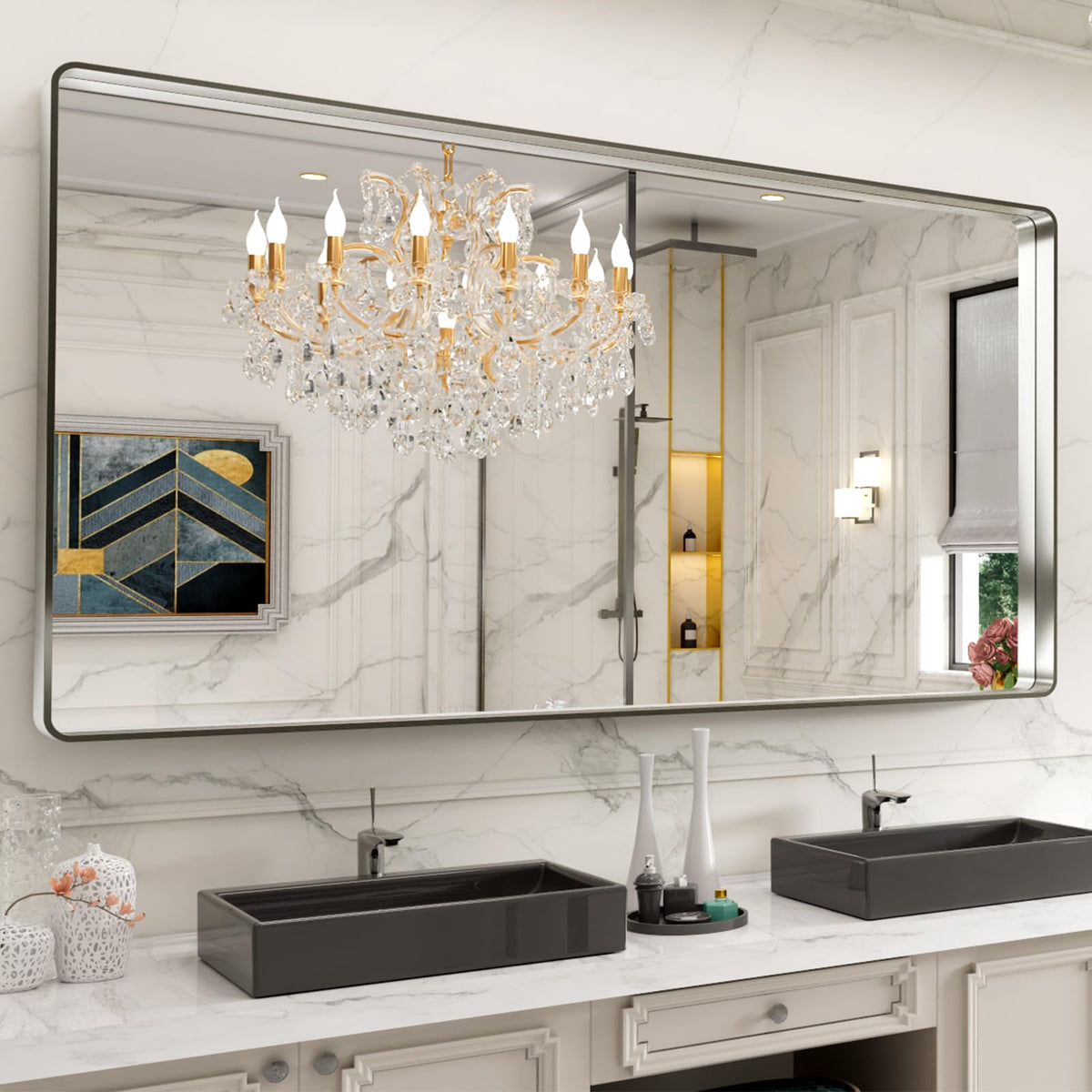 Rounded Rectangle Vanity Mirror – Metal Frame