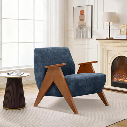 Mid-Century Accent Chair – Upholstered Wood Frame