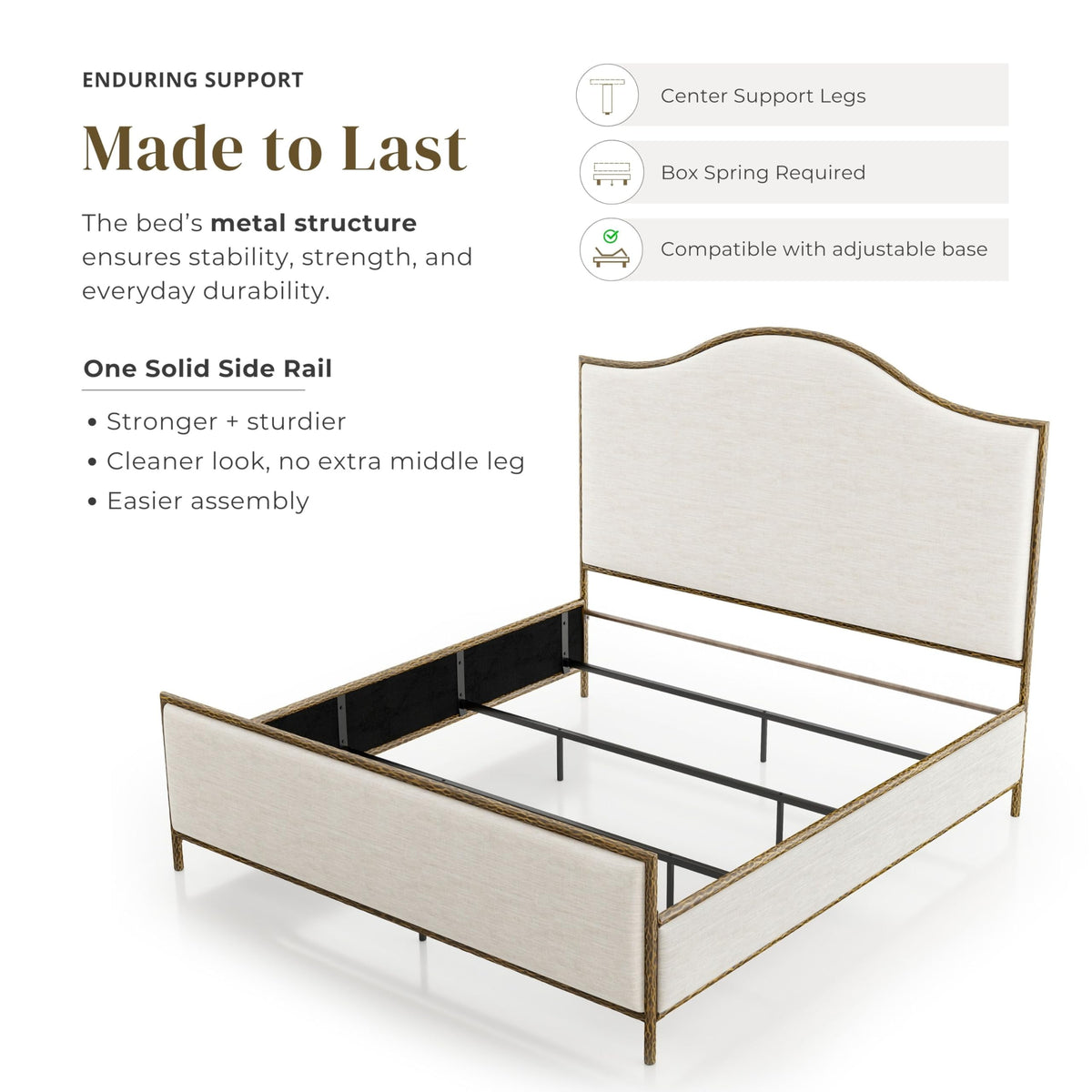 Metal Upholstered Bed – Hammered Steel Frame