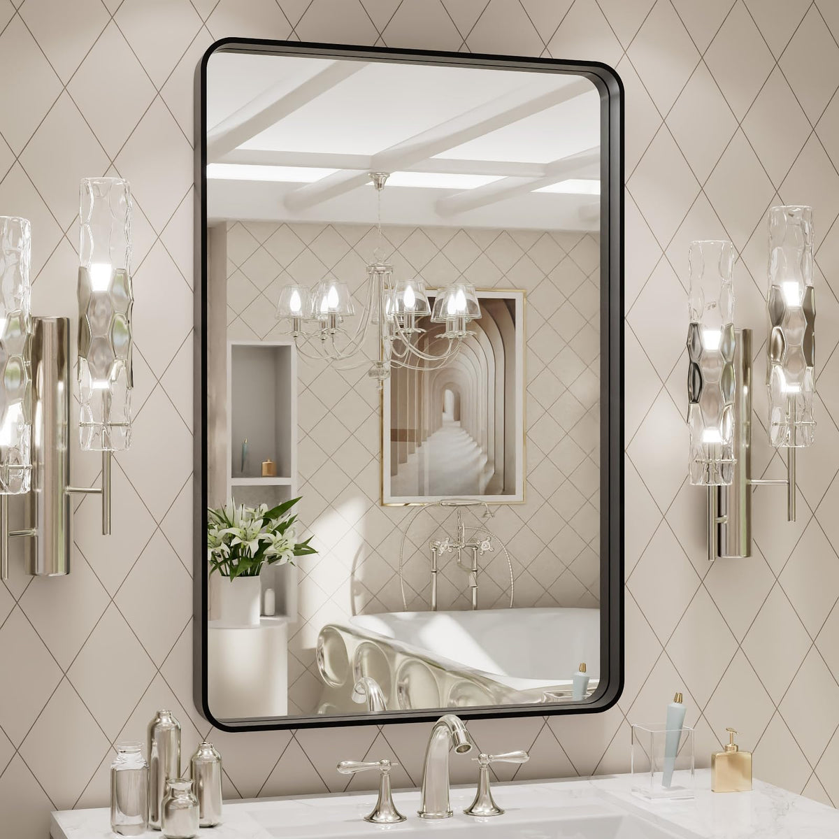 Rounded Rectangle Vanity Mirror – Metal Frame