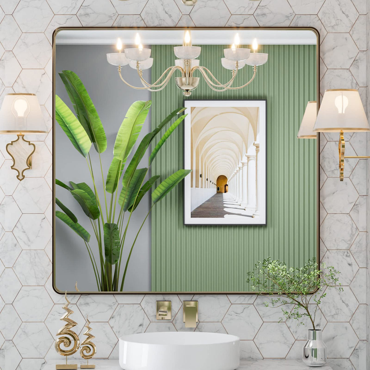 Rounded Rectangle Vanity Mirror – Metal Frame