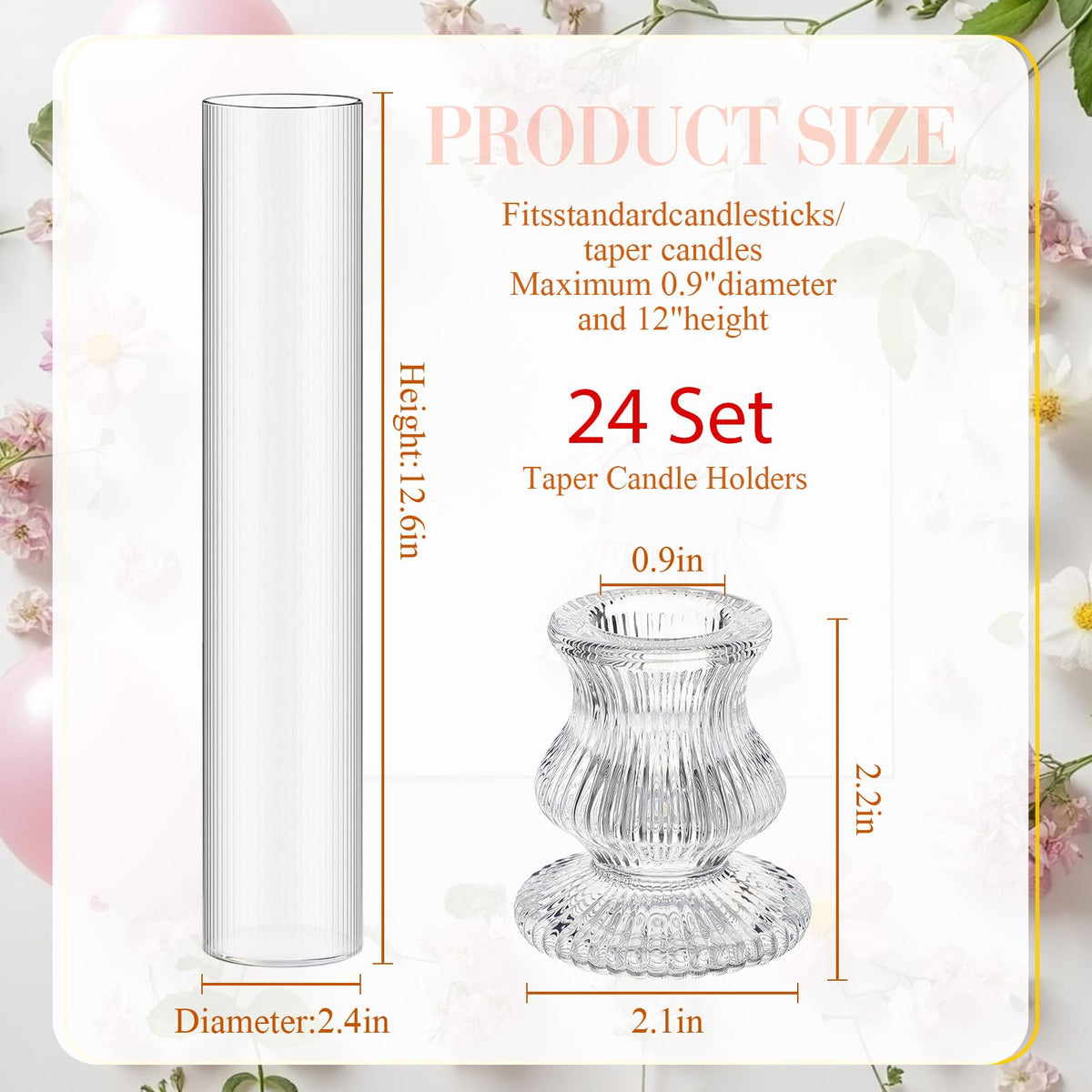 Glass Hurricane Candle Holders – 11.8" Set of 24