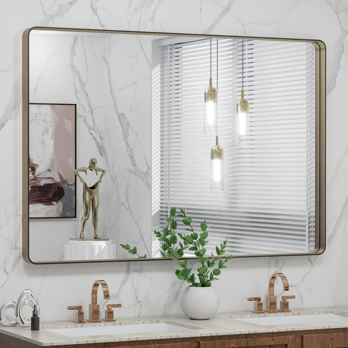Rounded Rectangle Vanity Mirror – Metal Frame