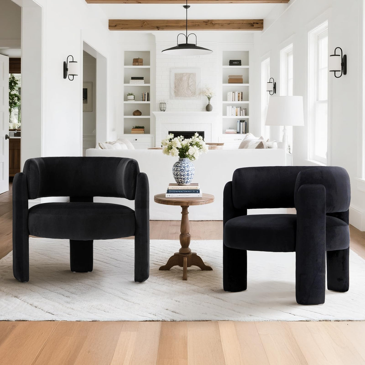 Velvet Barrel Accent Chair – Modern 3-Leg Design