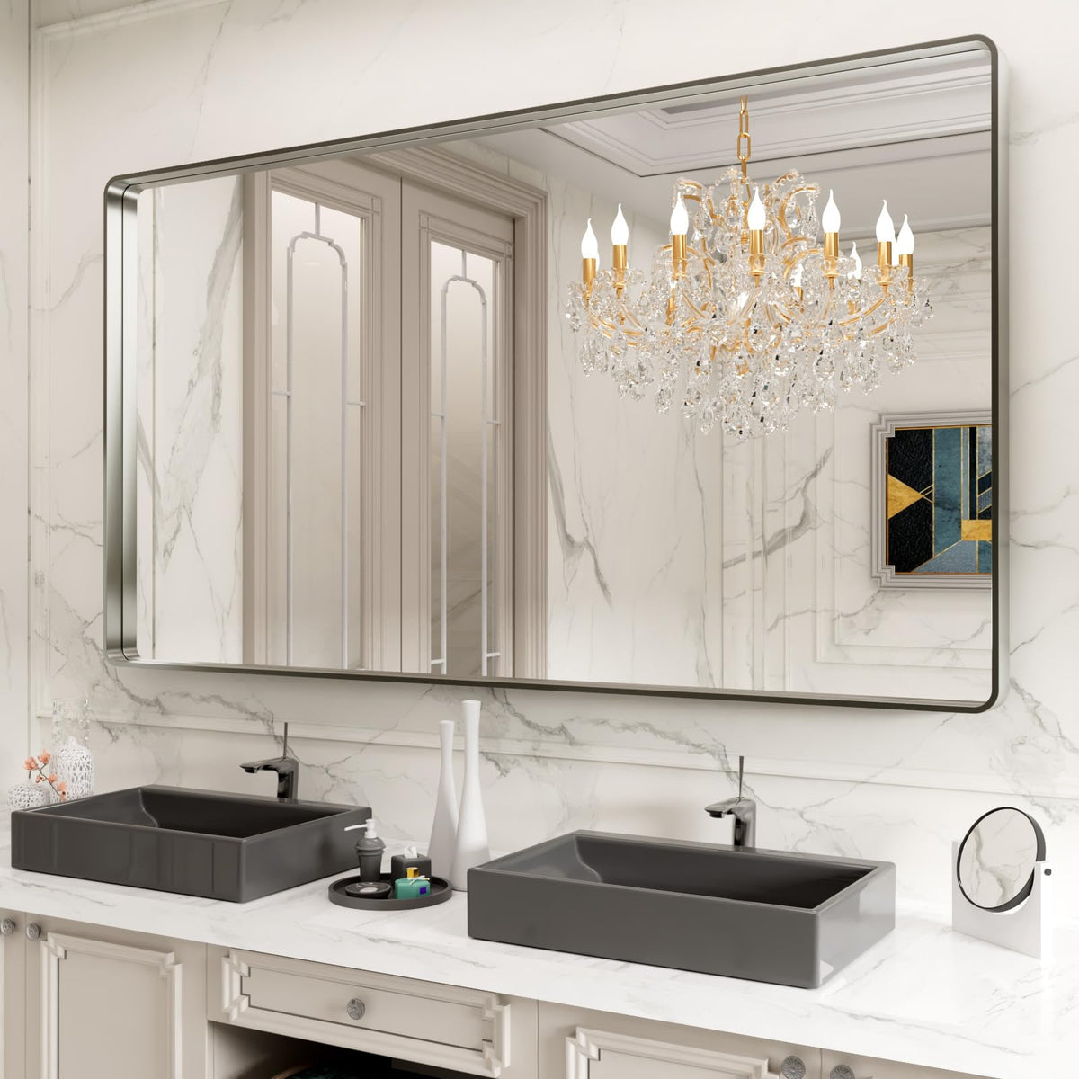 Rounded Rectangle Vanity Mirror – Metal Frame
