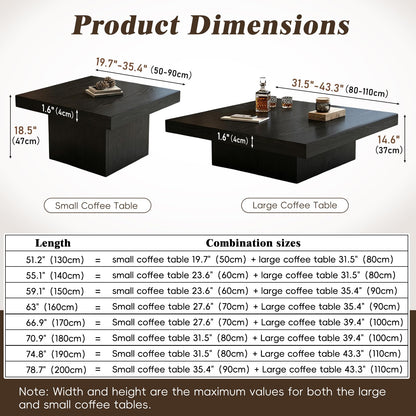 Square Nesting Coffee Tables – Modern Wood Set of 2