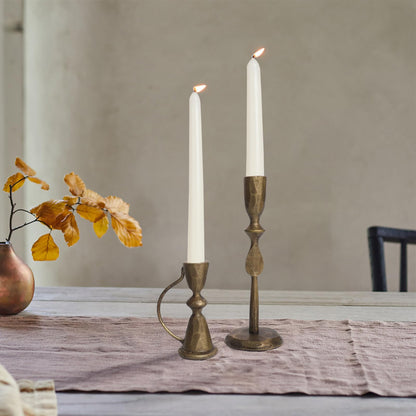 Iron Taper Candle Holders – Antique Brass Set